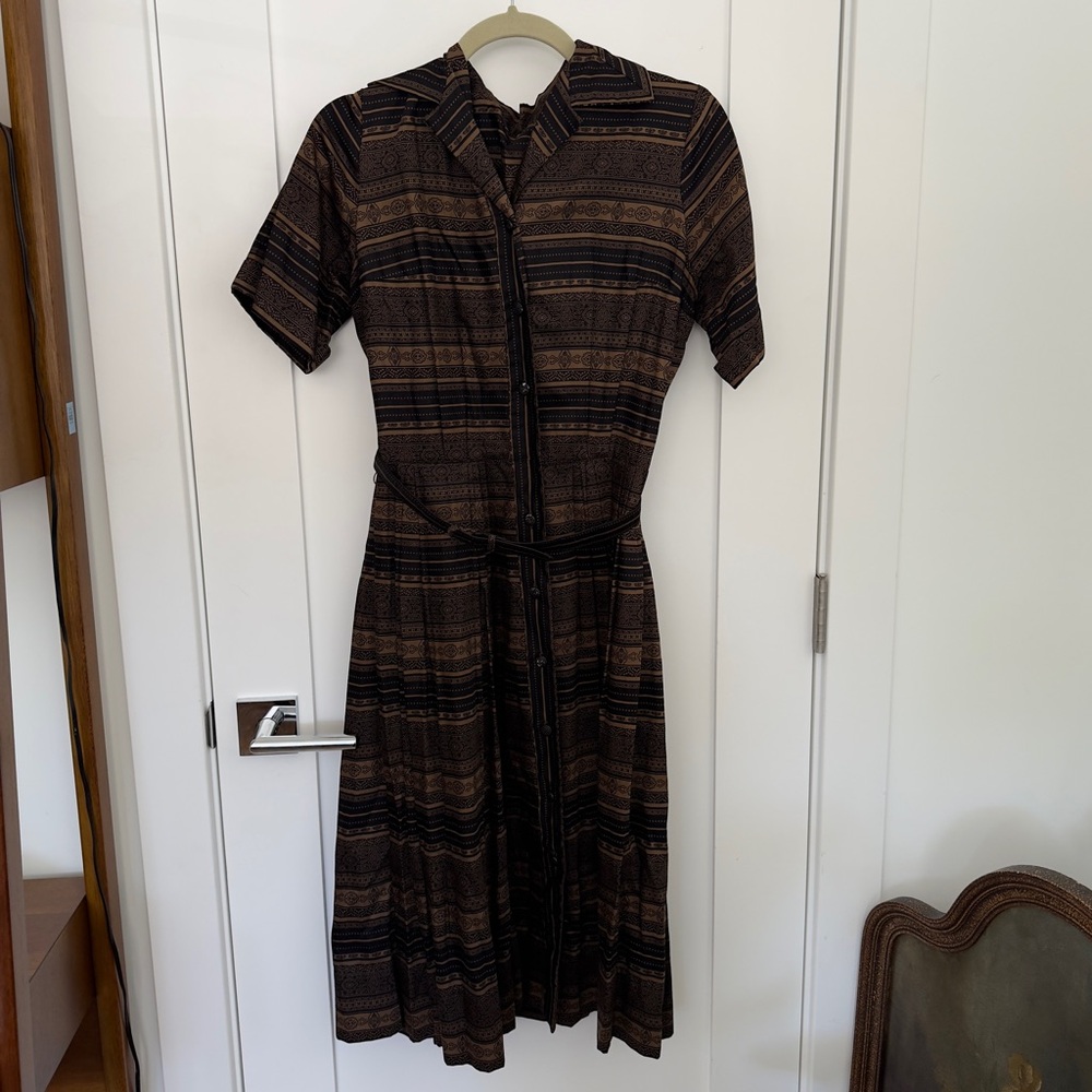 Vintage black and brown shirt dress